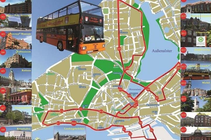 Stadtrundfahrt in Hamburg im Doppeldeckerbus Hopp on / Hopp off Tagesticket