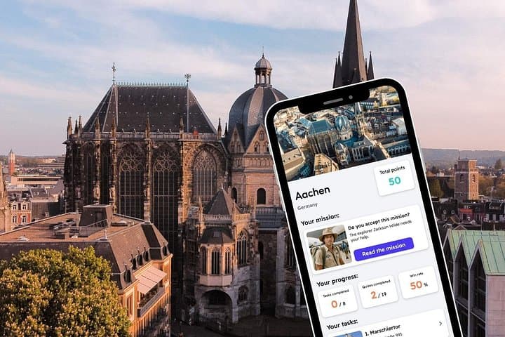 Gioco di esplorazione di Aquisgrana e tour della città sul tuo telefono