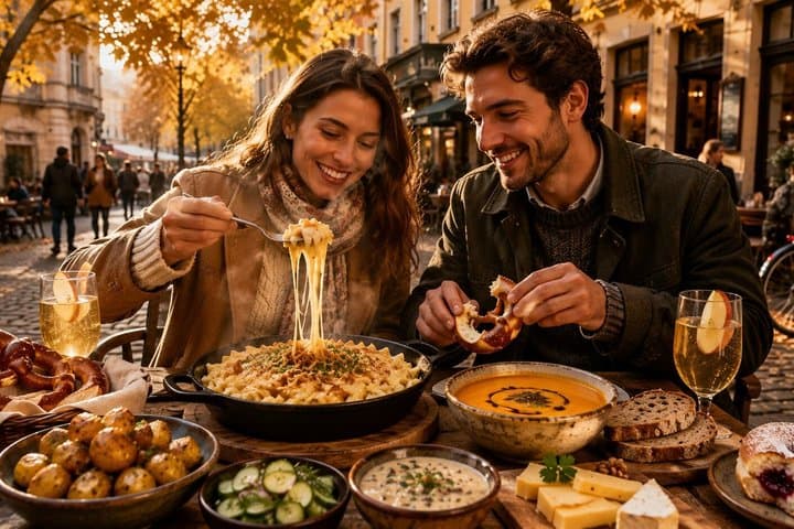 Tour a piedi del cibo di strada vegetariano in autunno a Berlino